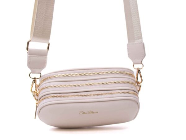Petit sac bandoulière " Elisa Bag " effet arrondi à triple compartiments - Beige clair – Image 4