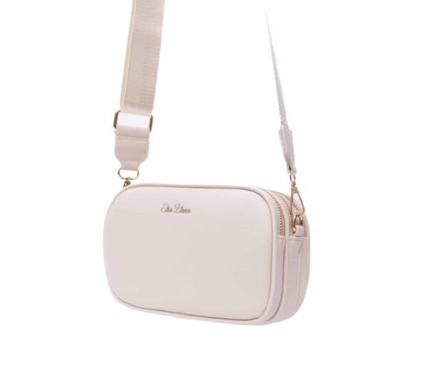 Petit sac bandoulière " Elisa Bag " effet arrondi à triple compartiments - Beige clair – Image 2