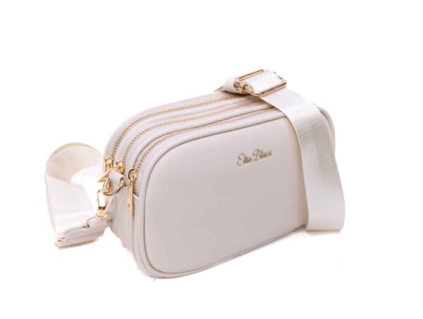 Petit sac bandoulière " Elisa Bag " effet arrondi à triple compartiments - Beige clair