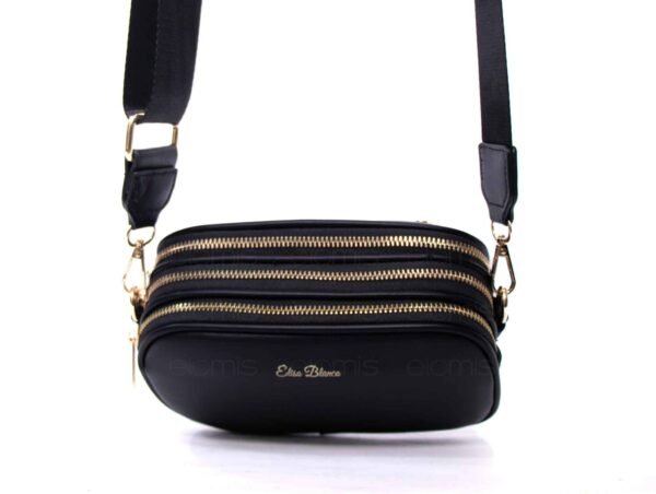 Petit sac bandoulière " Elisa Bag " effet arrondi à triple compartiments - Noir – Image 4