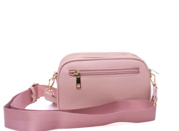 Petit sac bandoulière " Elisa Bag " effet arrondi à triple compartiments - Rose pastel – Image 6