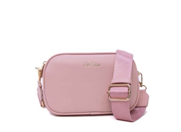 Petit sac bandoulière " Elisa Bag " effet arrondi à triple compartiments - Rose pastel – Image 3