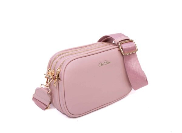 Petit sac bandoulière " Elisa Bag " effet arrondi à triple compartiments - Rose pastel