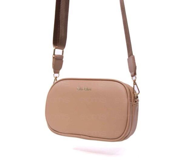 Petit sac bandoulière " Elisa Bag " effet arrondi à triple compartiments - Taupe – Image 2