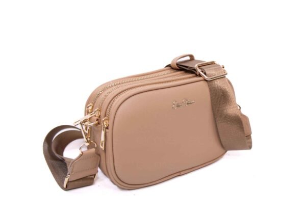 Petit sac bandoulière " Elisa Bag " effet arrondi à triple compartiments - Taupe