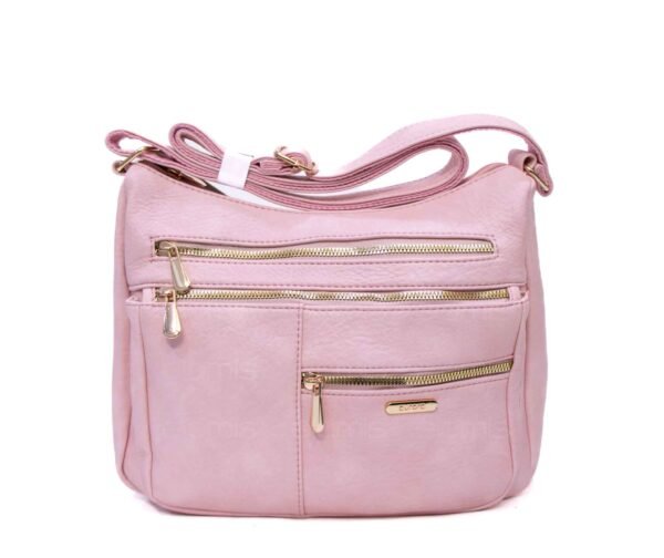 Grand sac bandoulière " Aurora Bolsos " à 5 compartiments  – Rose pastel