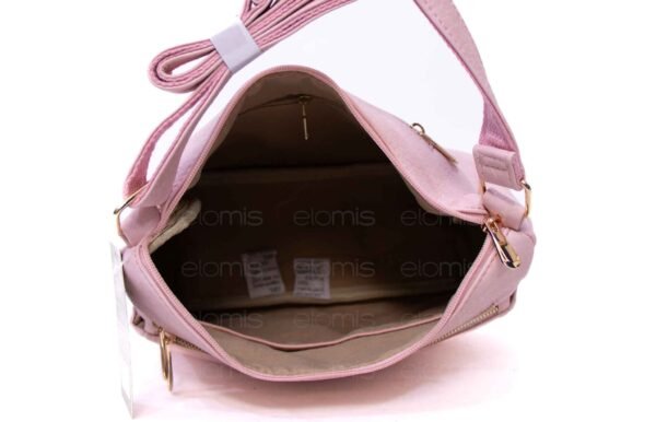 Grand sac bandoulière " Aurora Bolsos " à 5 compartiments  – Rose pastel – Image 4