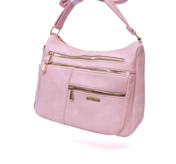 Grand sac bandoulière " Aurora Bolsos " à 5 compartiments  – Rose pastel – Image 3