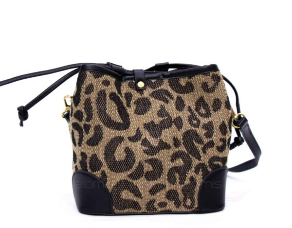 Petit sac bourse " Fashion Bag " à triple compartiments - tissus tigré  / finitions noir – Image 4