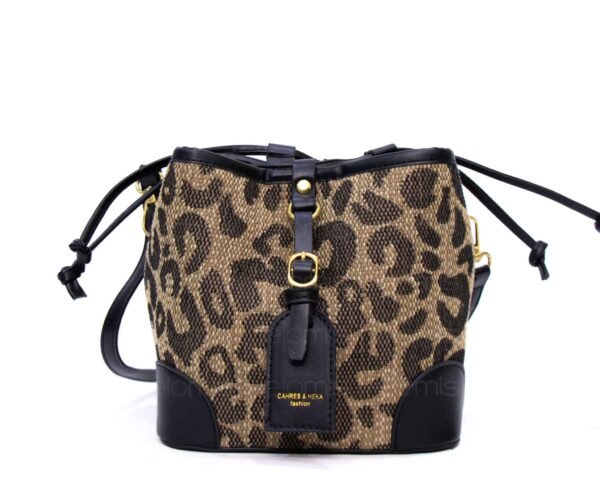 Petit sac bourse " Fashion Bag " à triple compartiments - tissus tigré  / finitions noir
