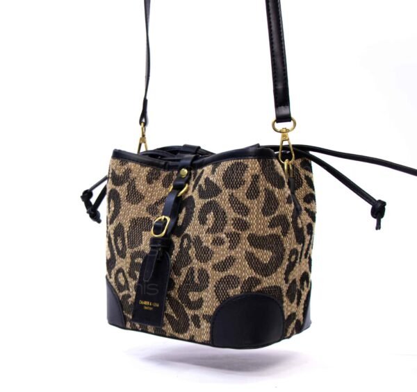Petit sac bourse " Fashion Bag " à triple compartiments - tissus tigré  / finitions noir – Image 2