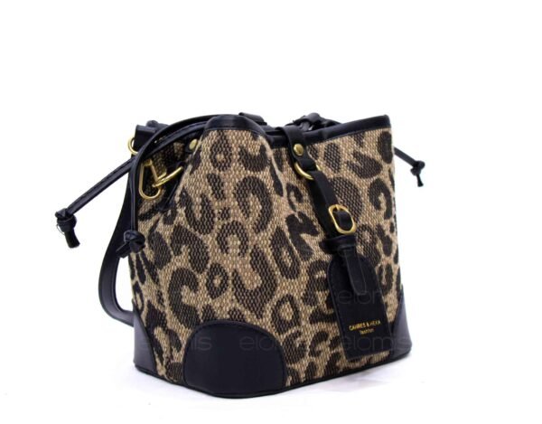 Petit sac bourse " Fashion Bag " à triple compartiments - tissus tigré  / finitions noir – Image 3