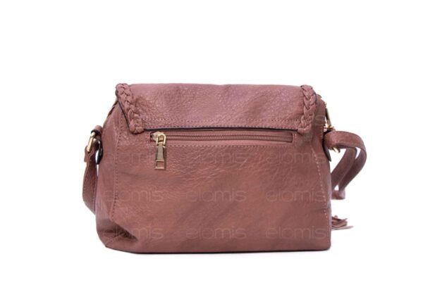 Petit sac bandoulière "Oudannu" avec décoration tréssé sur les deux côtés - Rose foncé (argile) – Image 8