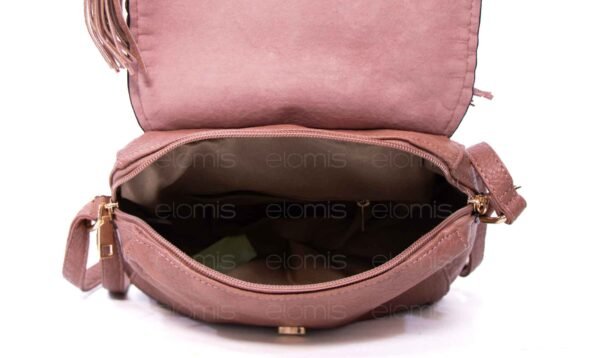 Petit sac bandoulière "Oudannu" avec décoration tréssé sur les deux côtés - Rose foncé (argile) – Image 7