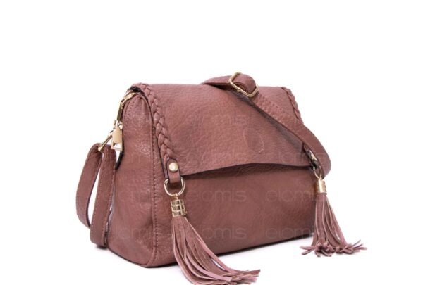 Petit sac bandoulière "Oudannu" avec décoration tréssé sur les deux côtés - Rose foncé (argile)