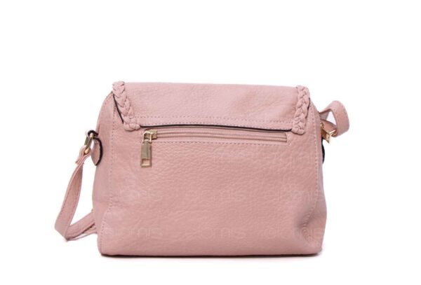Petit sac bandoulière "Oudannu" avec décoration tréssé sur les deux côtés - Rose pastel – Image 5