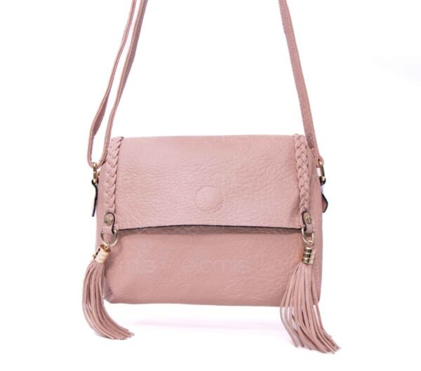 Petit sac bandoulière "Oudannu" avec décoration tréssé sur les deux côtés - Rose pastel – Image 6