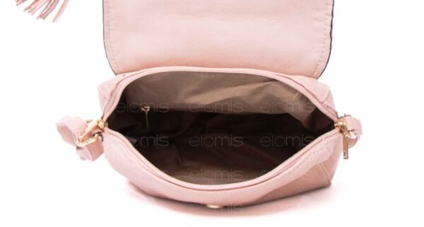 Petit sac bandoulière "Oudannu" avec décoration tréssé sur les deux côtés - Rose pastel – Image 8