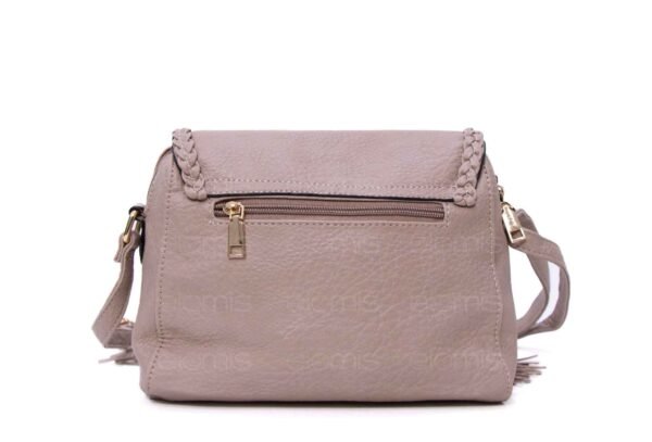 Petit sac bandoulière " Oudannu " avec décoration tréssé sur les deux côtés - Taupe – Image 5