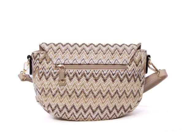 Petit sac bandoulière arrondi " Bolsos Aurora " en tissus avec finitions cuir synthétique - Beige nuancé – Image 5