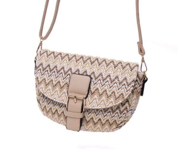 Petit sac bandoulière arrondi " Bolsos Aurora " en tissus avec finitions cuir synthétique - Beige nuancé – Image 2