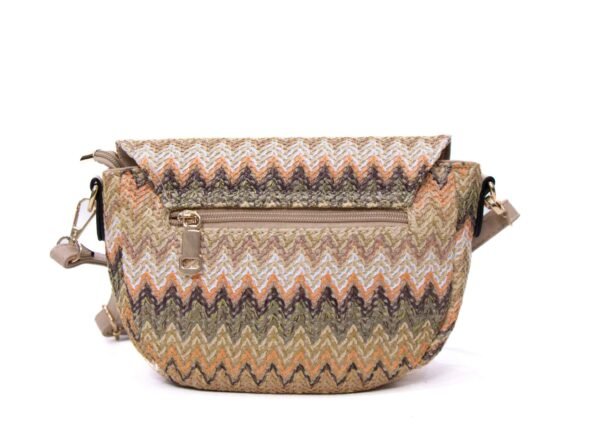 Petit sac bandoulière arrondi " Bolsos Aurora " en tissus avec finitions cuir synthétique - Nuances de marron, beige – Image 4
