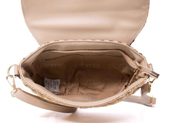 Petit sac bandoulière arrondi " Bolsos Aurora " en tissus avec finitions cuir synthétique - Nuances de marron, beige – Image 5