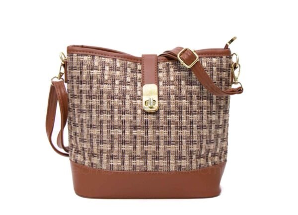 Petit sac bourse ” Fashion Bag ”pailleté finitions cuir synthétique - Marron / nuance de beige et marron