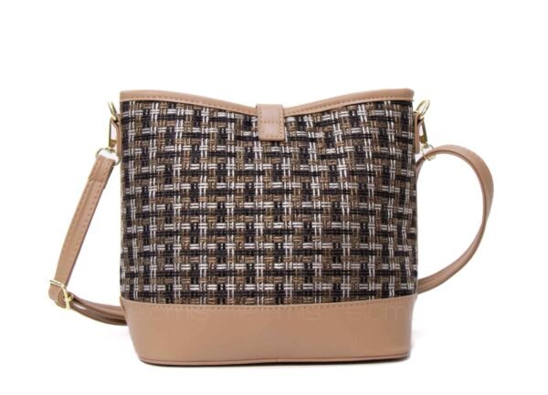 Petit sac bourse ” Fashion Bag ”pailleté finitions cuir synthétique - Taupe / nuance de noir et marron – Image 5
