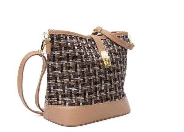 Petit sac bourse ” Fashion Bag ”pailleté finitions cuir synthétique - Taupe / nuance de noir et marron – Image 3
