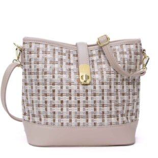 Petit sac bourse ” Fashion Bag ”pailleté finitions cuir synthétique - Beige / nuance de beige et marron