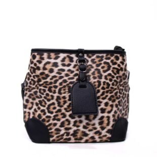 Petit sac bourse " Amalia " à triple compartiments - impression tigré  / Finitions en noir