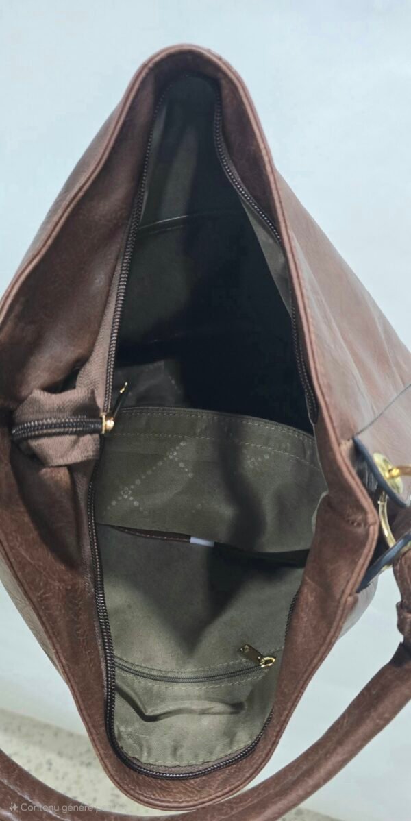 Grand sac bandoulière " DUDLIN "- Marron – Image 9