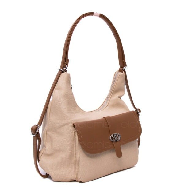 Sac bandoulière " BAGCO" qui se transforme en sac à dos - Taupe – Image 3