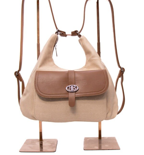 Sac bandoulière " BAGCO" qui se transforme en sac à dos - Taupe – Image 4