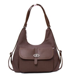 Sac bandoulière " BAGCO" qui se transforme en sac à dos - Marron foncé