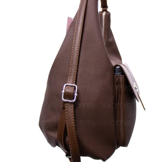 Sac bandoulière " BAGCO" qui se transforme en sac à dos - Marron foncé – Image 3