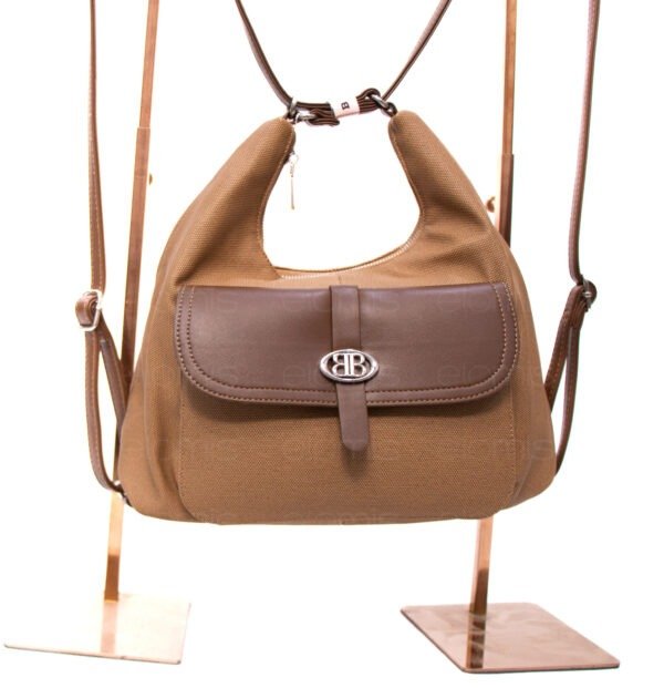Sac bandoulière " BAGCO" qui se transforme en sac à dos - Marron – Image 7