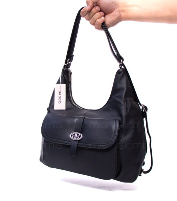 Sac bandoulière " BAGCO" qui se transforme en sac à dos - Noir – Image 5