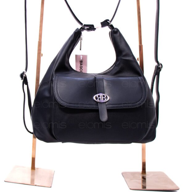 Sac bandoulière " BAGCO" qui se transforme en sac à dos - Noir – Image 3