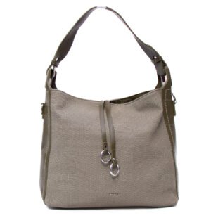 Grand sac bandoulière" BAGCO " en tissus finitions cuir - Vert kaki
