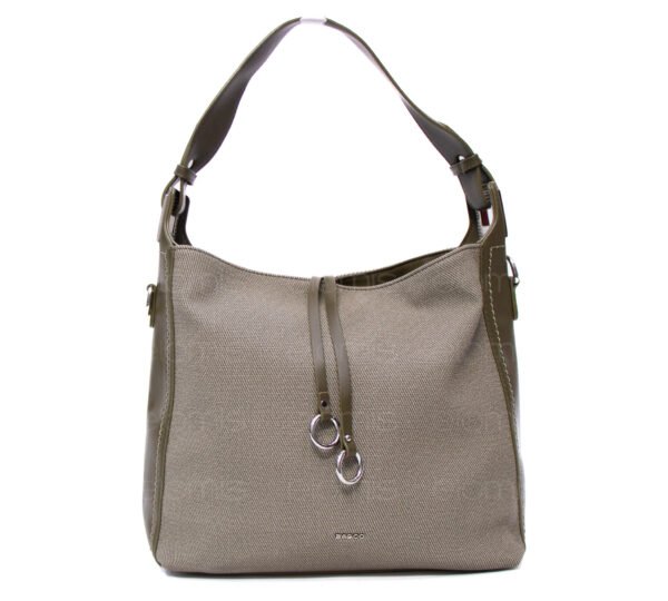Grand sac bandoulière" BAGCO " en tissus finitions cuir - Vert kaki