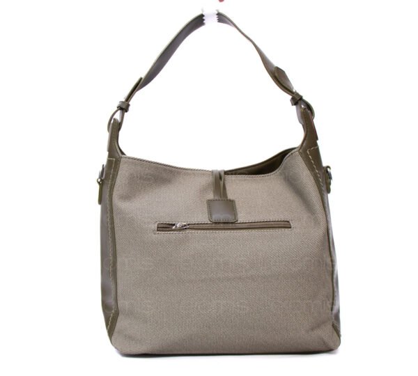 Grand sac bandoulière" BAGCO " en tissus finitions cuir - Vert kaki – Image 9