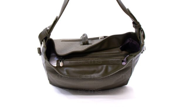 Grand sac bandoulière" BAGCO " en tissus finitions cuir - Vert kaki – Image 8