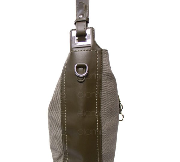 Grand sac bandoulière" BAGCO " en tissus finitions cuir - Vert kaki – Image 6