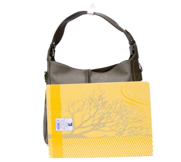 Grand sac bandoulière" BAGCO " en tissus finitions cuir - Vert kaki – Image 2