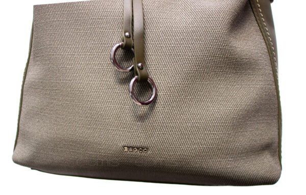 Grand sac bandoulière" BAGCO " en tissus finitions cuir - Vert kaki – Image 7