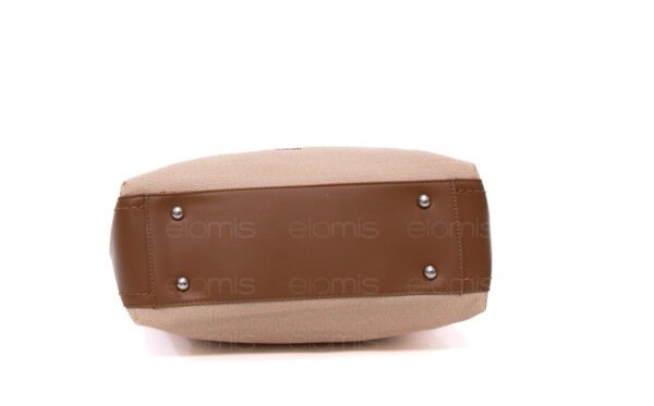 Grand sac bandoulière" BAGCO " en tissus finitions cuir - Beige / Finitions Marron – Image 6