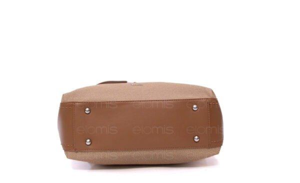 Grand sac bandoulière" BAGCO " en tissus finitions cuir - Marron – Image 12