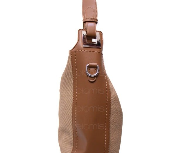 Grand sac bandoulière" BAGCO " en tissus finitions cuir - Marron – Image 6